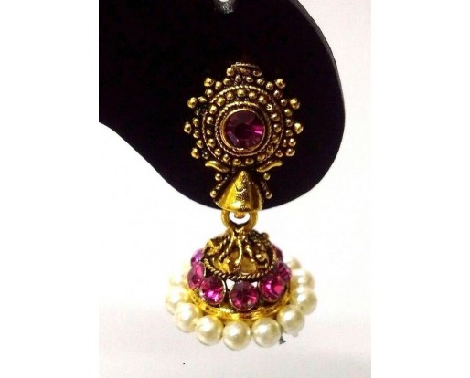 TINY Golden Oxidized Earrings Jhumka Jhumki Imitation Jewelry Drop Dangle EA97